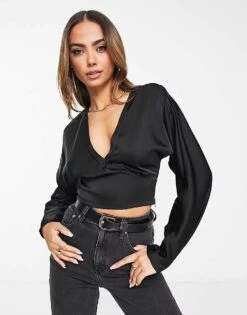 Pimkie V Neck Blouse In Black For Women -Cheap Fashnado Store 204113978 1 black 1