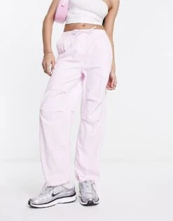 Pimkie Parachute Cargo Trousers In Pink For Women