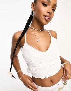 Pimkie Cross Back Detail Crop Top In White For Women 9 Pimkie Cross Back Detail Crop Top In White For Women -Cheap Fashnado Store 205132732 3