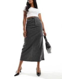 Pimkie Tailored Midi Skirt In Grey Pinstripe For Women Multi -Cheap Fashnado Store 205713294 1 multi 1