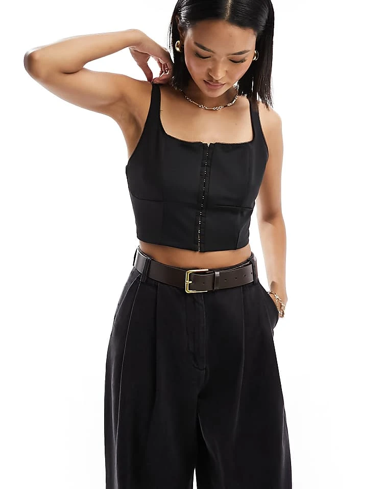 Pimkie Hook And Eye Crop Top In Black For Women 3 Pimkie Hook And Eye Crop Top In Black For Women