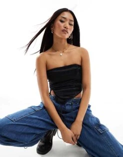 Pimkie Bandeau Asymmetric Top In Black For Women -Cheap Fashnado Store 205783298 1 black 1