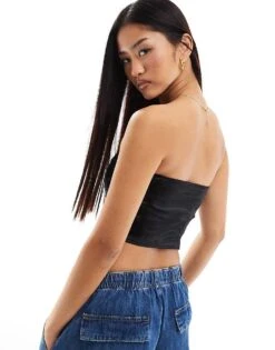 Pimkie Bandeau Asymmetric Top In Black For Women -Cheap Fashnado Store 205783298 3