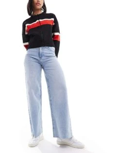 Pimkie Wide Leg Jeans In Blue Wash For Women Bleached -Cheap Fashnado Store 206149288 1 bleached 1