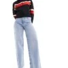 Pimkie Wide Leg Jeans In Blue Wash For Women Bleached -Cheap Fashnado Store 206149288 1 bleached