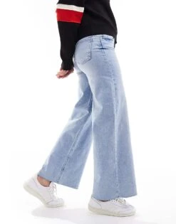 Pimkie Wide Leg Jeans In Blue Wash For Women Bleached -Cheap Fashnado Store 206149288 4