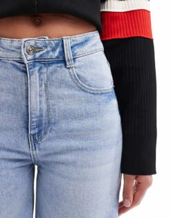 Pimkie Wide Leg Jeans In Blue Wash For Women Bleached -Cheap Fashnado Store 206149288 5