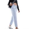 Pimkie High Waisted Straight Leg Jeans In Light Blue Wash For Women
