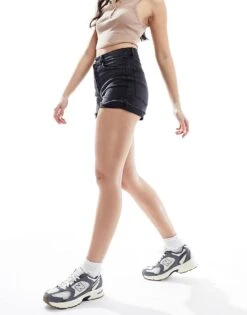 Pimkie Turned Up Denim Shorts In Black For Women -Cheap Fashnado Store 206149357 3