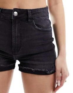 Pimkie Turned Up Denim Shorts In Black For Women -Cheap Fashnado Store 206149357 4