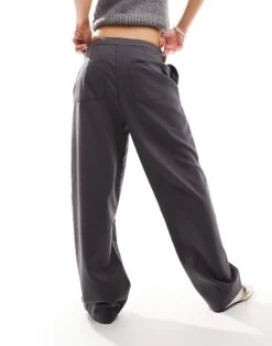 Pimkie Adjustable Side Tailored Loose Fit Trousers In Grey For Women Anthracite Grey -Cheap Fashnado Store 206149557 3