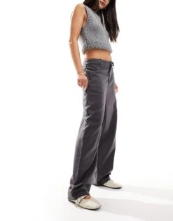Pimkie Adjustable Side Tailored Loose Fit Trousers In Grey For Women Anthracite Grey -Cheap Fashnado Store 206149557 4