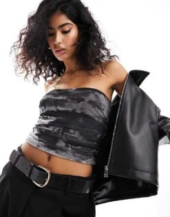 Pimkie Mesh Bandeau Top In Grey Marble For Women -Cheap Fashnado Store 206149616 1 greymarble 1