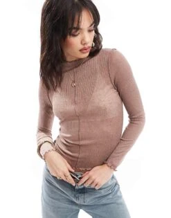 Pimkie Seam Detail High Neck Top In Brown For Women 11 Pimkie Seam Detail High Neck Top In Brown For Women -Cheap Fashnado Store 206315710 1 brown 1