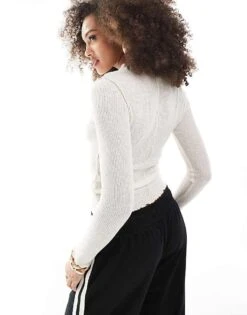 Pimkie Seam Detail High Neck Top In Ecru For Women 10 Pimkie Seam Detail High Neck Top In Ecru For Women -Cheap Fashnado Store 206315741 4