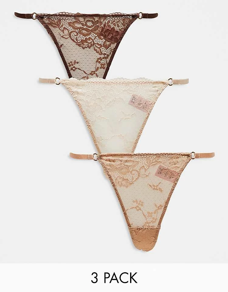 Boux Avenue Cora Scallop Lace Tanga Thong 3 Pack In Multi For Women 6 Boux Avenue Cora Scallop Lace Tanga Thong 3 Pack In Multi For Women - Image 5