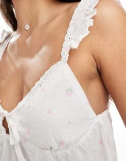 Boux Avenue Frill Sleeve Floral Short Pyjama Set In Ivory For Women -Cheap Fashnado Store 206367143 3