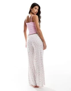 Boux Avenue Rib Lettuce Vest And Cherry Printed Pyjama Set In Pink For Women -Cheap Fashnado Store 206455935 3