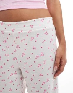 Boux Avenue Rib Lettuce Vest And Cherry Printed Pyjama Set In Pink For Women -Cheap Fashnado Store 206455935 4