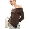 Pimkie Knit Fold Detail Asymmetric Neckline Top In Brown For Women 1 Pimkie Knit Fold Detail Asymmetric Neckline Top In Brown For Women -Cheap Fashnado Store 206470123 1 brown