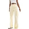 Pimkie Straight Leg Cargo Pocket Detail Trousers In Yellow For Women