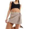 Pimkie Wrap Front Buckle Detail Skort In Beige For Women -Cheap Fashnado Store 206470307 1 beige