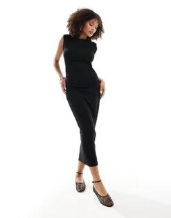 Pimkie Sleeveless Ruched Waist Bodycon Maxi Dress In Black For Women