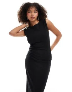 Pimkie Sleeveless Ruched Waist Bodycon Maxi Dress In Black For Women -Cheap Fashnado Store 206470339 4