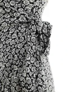 Pimkie Wrap Tie Side Mini Dress In Black Floral For Women Flowers Print 9 Pimkie Wrap Tie Side Mini Dress In Black Floral For Women Flowers Print -Cheap Fashnado Store 206470356 3