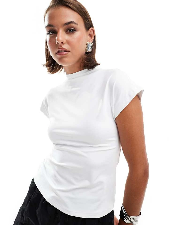Pimkie High Neck Cap Sleeve Top In White For Women 3 Pimkie High Neck Cap Sleeve Top In White For Women