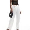 Pimkie Tailored Straight Trouser With Front Pleat Detail In White For Women