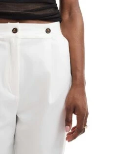 Pimkie Tailored Straight Trouser With Front Pleat Detail In White For Women -Cheap Fashnado Store 206669624 3
