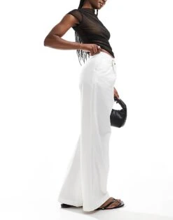 Pimkie Tailored Straight Trouser With Front Pleat Detail In White For Women -Cheap Fashnado Store 206669624 4