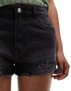 Pimkie Distressed High Waisted Denim Shorts In Black For Women 11 Pimkie Distressed High Waisted Denim Shorts In Black For Women -Cheap Fashnado Store 206669808 4