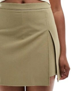 Pimkie Side Split Skort In Khaki For Women -Cheap Fashnado Store 206669821 4