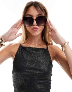 Pimkie Metallic Square Neck Open Tie Back Crop Top In Black For Women 10 Pimkie Metallic Square Neck Open Tie Back Crop Top In Black For Women -Cheap Fashnado Store 206675657 4