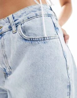 Pimkie Longline Bermuda Denim Shorts In Blue Bleach Wash For Women -Cheap Fashnado Store 206675663 3