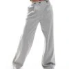 Pimkie Tailored Adjustable Waist Straight Leg Trouser In Light Grey For Women