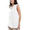 Pimkie Tailored Longline Sleeveless Blazer In White For Women Optic White
