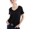 Pimkie Basic Cotton V Neck T-shirt In Black For Women 1 Pimkie Basic Cotton V Neck T-shirt In Black For Women -Cheap Fashnado Store 206675838 1 black
