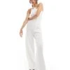 Pimkie Tailored Bandeau Eyelet Detail Wide Leg Jumpsuit In White For Women -Cheap Fashnado Store 206676006 1 white