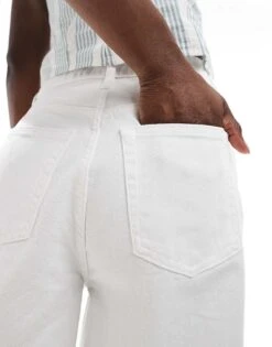 Pimkie Longline Denim Jorts In White For Women -Cheap Fashnado Store 206676127 3