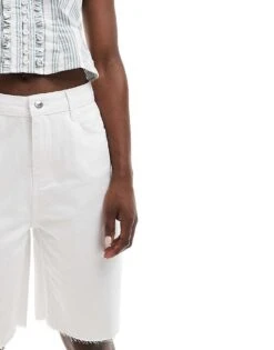 Pimkie Longline Denim Jorts In White For Women -Cheap Fashnado Store 206676127 4
