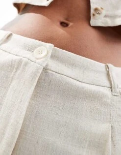 Pimkie Linen Mix Longline Shorts In Beige For Women -Cheap Fashnado Store 206676135 4