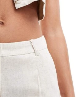 Pimkie Linen Mix Longline Shorts In Beige For Women -Cheap Fashnado Store 206676135 5