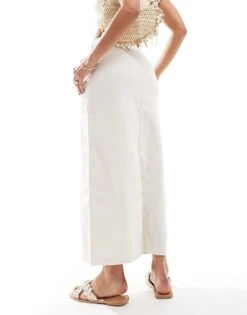 Pimkie Linen Mix Tailored Column Maxi Skirt In Beige For Women -Cheap Fashnado Store 206676207 5