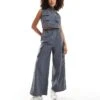 Pimkie Sleeveless Cut Out Wide Leg Utility Jumpsuit In Charcoal Grey For Women -Cheap Fashnado Store 206676811 1 grey
