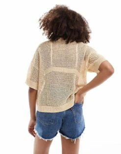 Pimkie Crochet Collar Detail Cropped Top In Camel For Women -Cheap Fashnado Store 206676909 4