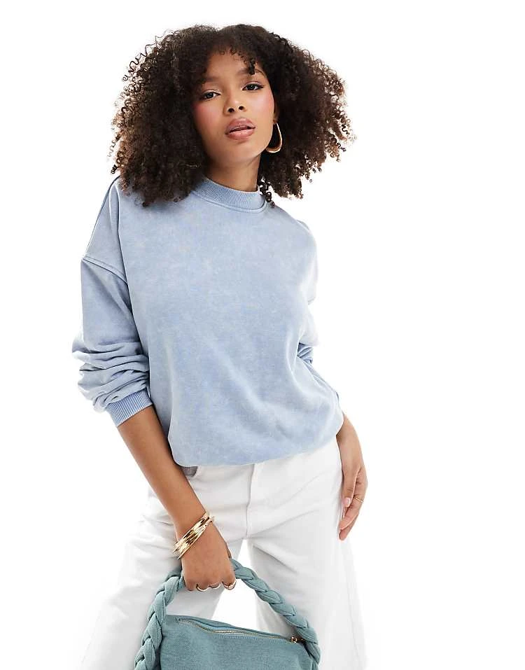 Pimkie Acid Wash Sweatshirt In Light Blue For Women 4 Pimkie Acid Wash Sweatshirt In Light Blue For Women - Image 2
