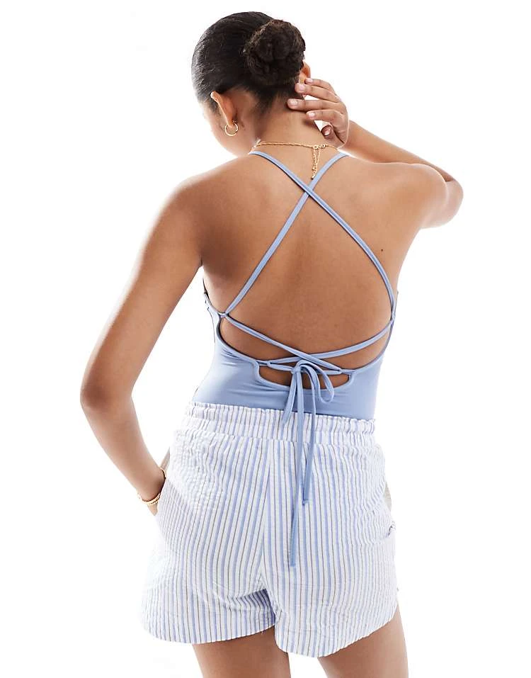 Pimkie Lace Up Back Detail Body In Blue For Women 5 Pimkie Lace Up Back Detail Body In Blue For Women - Image 3